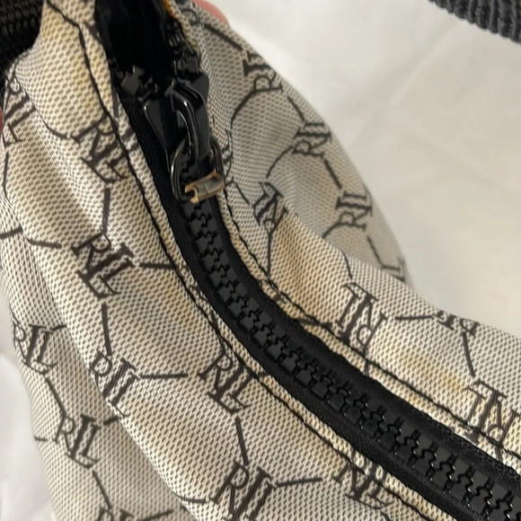 VINTAGE Y2K Lauren Ralph Lauren Black Grey Signature Monogram Shoulder Bag - Picture 14 of 16